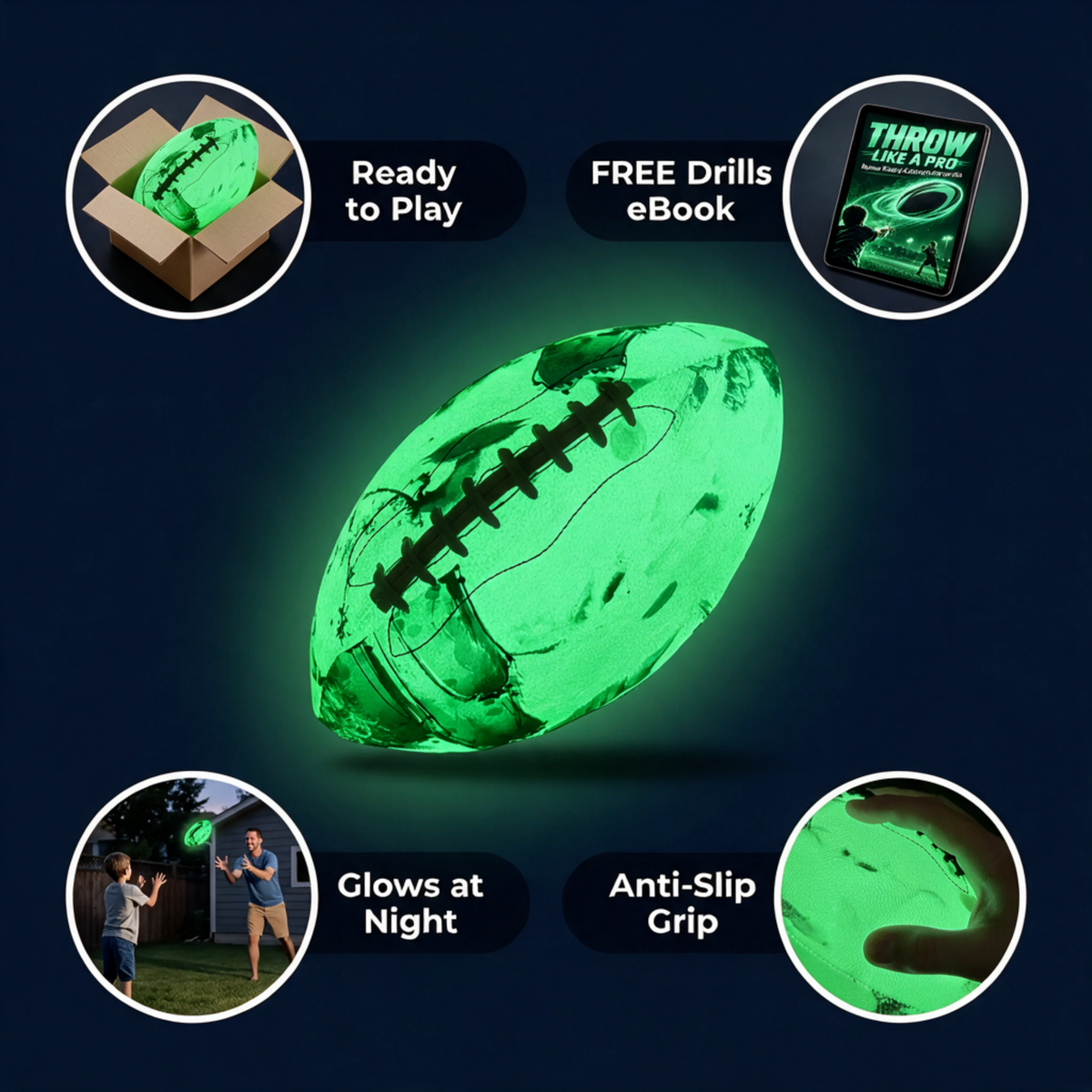Glow-in-the-Dark Rugby Ball